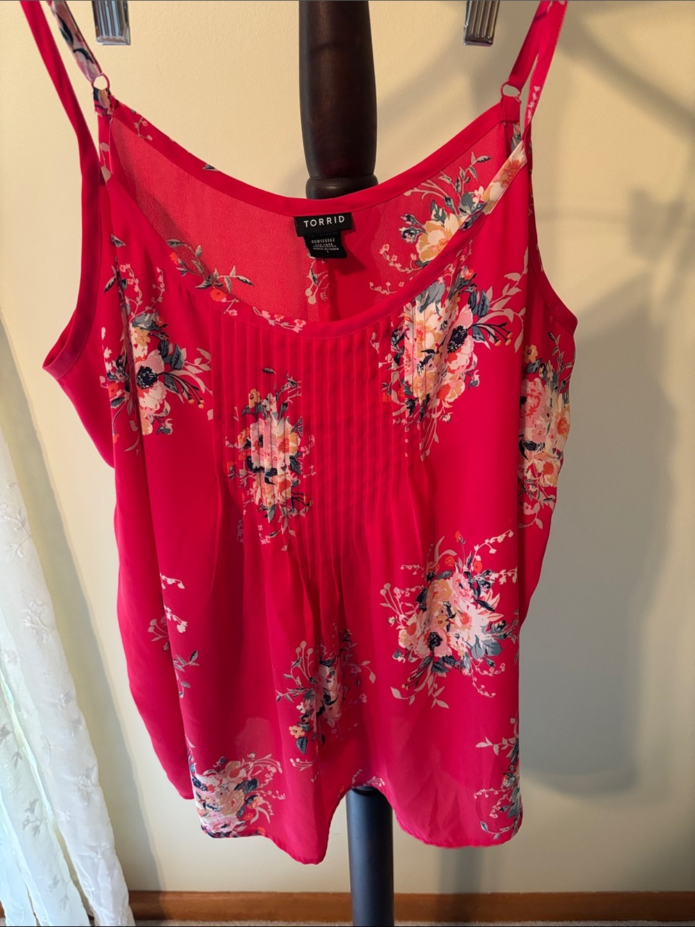 torrid Hot Pink Floral Pleated Camisole